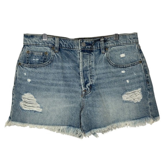GAP Pants - NEW Gap Denim Shorts 30 Light Indigo Distressed High Rise Frayed Hem Button Fly